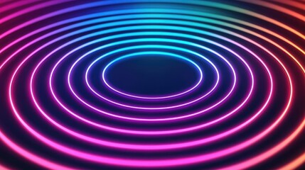Circles abstract background concept. Colorful abstract ripple design with vibrant concentric circles and neon lighting effects.