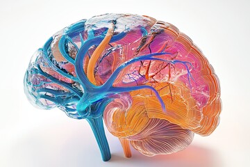 Artistic Rendering Of Human Brain With Vascular System