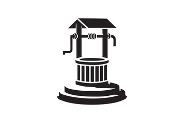 simple and unobtrusive well black and white vector silhouette illustration isolated in white background

