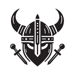 Fototapeta premium Viking Helmet silhouette vector illustration