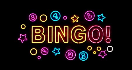 Bingo Neon Sign Glowing Brightly with Vibrant Colors and Gaming Energy