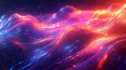 Fototapeta premium A futuristic abstract map design, with dynamic, glowing streams of energy weaving across continents, soft gradients of bold colors, and intricate holographic textures overlaying the scene, cinematic.