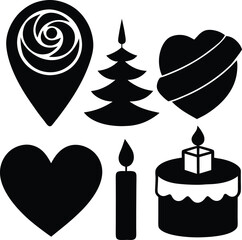 valentines, element, red, rose, candle, cake,