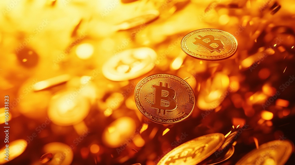 Poster abstract background of floating coins in a financial concept