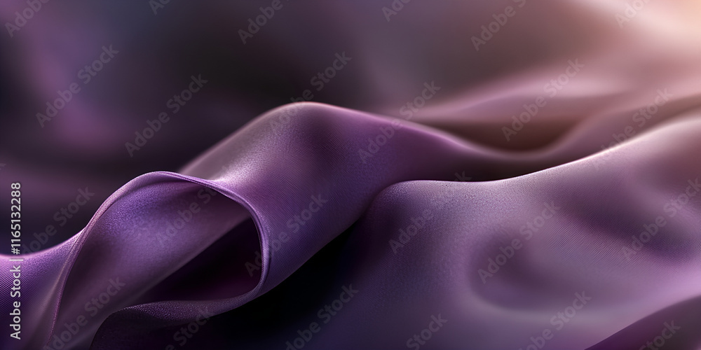 Poster a luxurious purple satin and silk fabric background with smooth, flowing texture and a soft velvet-l
