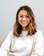 Fototapeta premium woman wear white sweater with isolated backgroung, made by Ai
