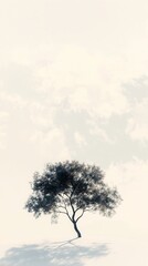 Solitary Tree Against a Cloudy Sky: A Minimalist Landscape Painting