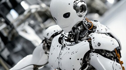 Fototapeta premium Futuristic Robot in High-Tech Environment