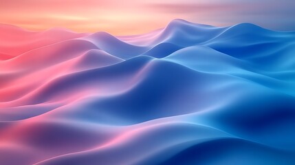 Obraz premium Abstract Pink and Blue Wave Landscape