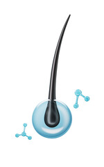 Human hair and essence cell liquid,3d rendering