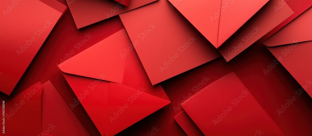 Poster Abstract red geometric shapes overlapping, creating a dynamic and modern design.