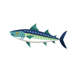 Atlantic Mackerel under water isolated flat vector illustration on white background.
