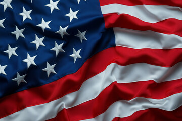 Obraz premium red, white and blue American flag with stars. The flag is waving in the wind. The flag is a symbol of the United States and represents freedom and patriotism
