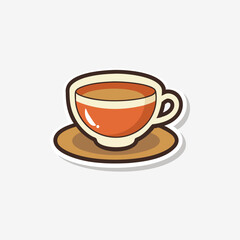  Tea Cup sticker isolated flat vector illustration on white background.