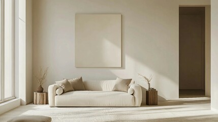 Sleek and Cozy Minimalist Living Room with Subtle Hues