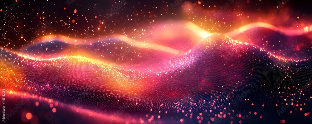 Aufkleber dazzling abstract graph with bright digital data tracking concept on dark background