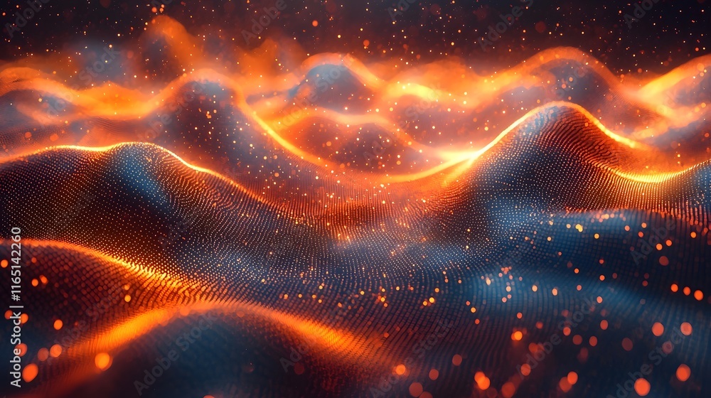 Poster futuristic 3d interactive data graph hovering in digital space with metrics and analytics concept