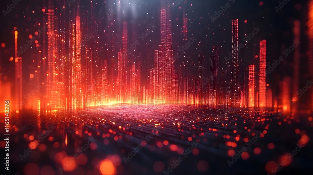 Poster futuristic 3d digital graph with hovering data points representing metrics in space concept