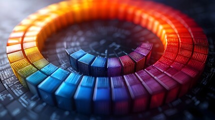Colorful Circular Data Visualization Concept with Shifting Sections