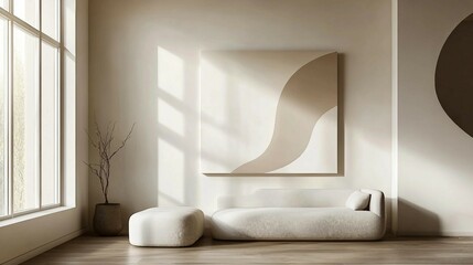 Elegant Neutral-Toned Minimalist Living Room Design