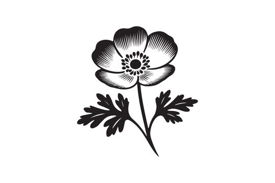 black and white flower stem design clip art preview