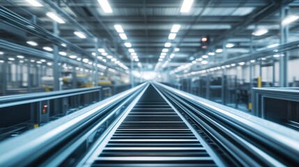 Fototapeta premium Industrial Warehouse Interior with Conveyor System