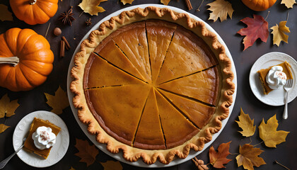 Homemade american traditional pumpkin pie