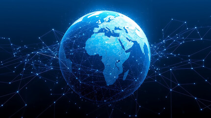 Global Network Earth depicted as a digital data sphere.