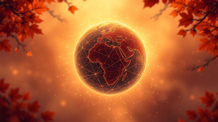 Global Network Earth depicted as a digital data sphere.