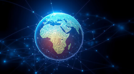 Global Network Earth depicted as a digital data sphere.