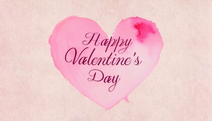 Fototapeta premium Pastel pink watercolor heart expressing love, floating on textured canvas with Valentine's Day sentiment