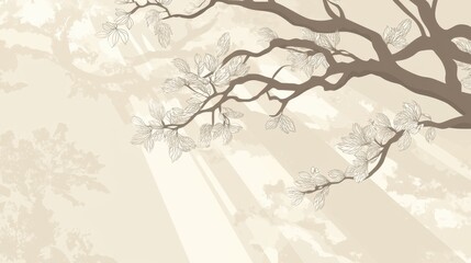 Leafy Branch with Sunlight Background Illustration