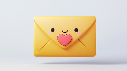 cute yellow kawaii envelope with smiley face