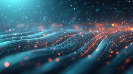 Abstract digital wave with glowing particles in dynamic motion and vibrant colors