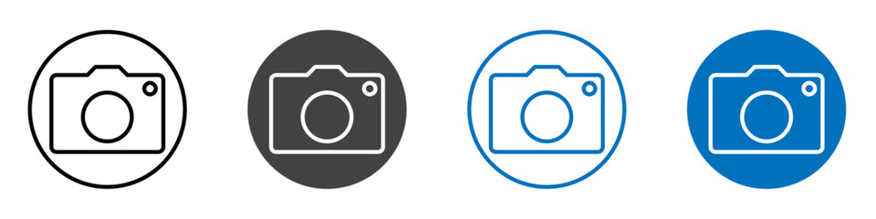 Camera icon flat editable icon mark set.