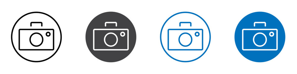 Camera icon flat editable icon mark set.