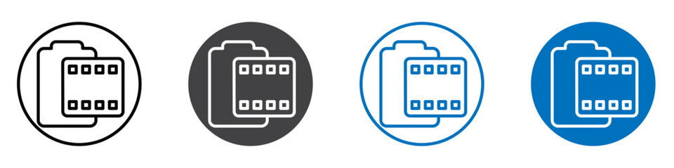 Camera roll icon flat editable icon mark set.