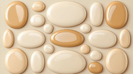 Smooth Beige and Cream Shapes in Various Sizes on Neutral Background