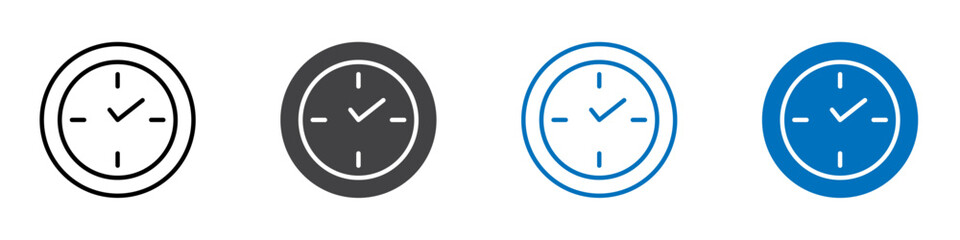 Clock icon flat editable icon mark set.