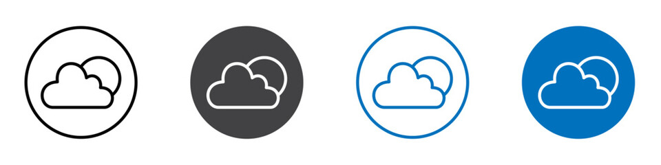 Cloud sun icon flat editable icon mark set.