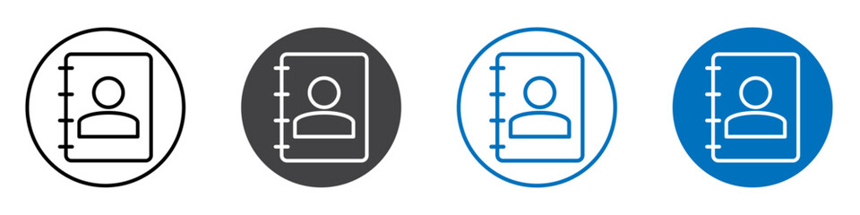 Contacts book icon flat editable icon mark set.