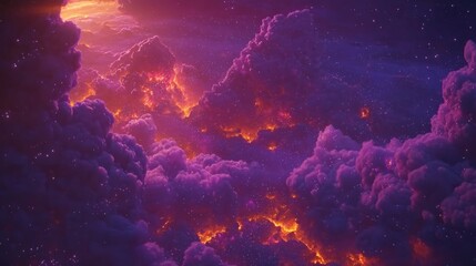 Obraz premium Fiery Purple Nebula Cloudscape Cosmic Background Image