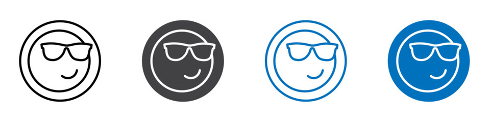 Cool smile icon flat editable icon mark set.