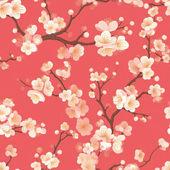 Fototapeta premium plumblossom seamless pattern