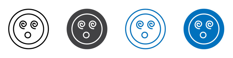 Dizzy emoji icon flat editable icon mark set.