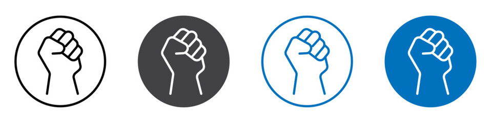 Fist icon flat editable icon mark set.