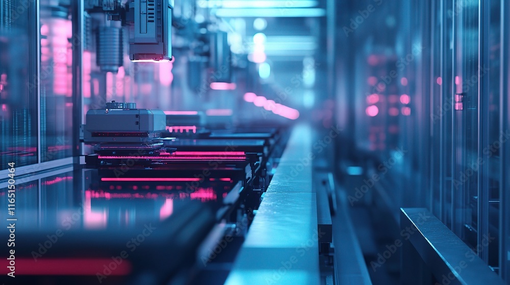 Poster concept of automated factory with machine learning technology