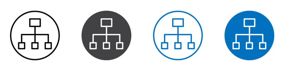 Flow chart icon flat editable icon mark set.