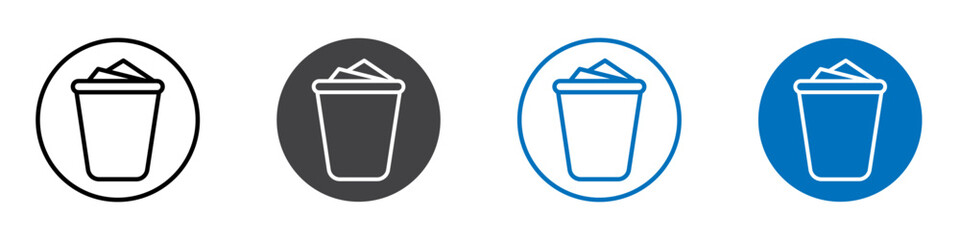 Full trash icon flat editable icon mark set.