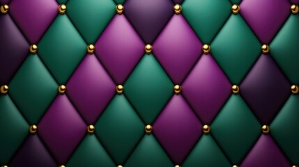 Obraz premium Colorful Quilted Texture with Gold Buttons in Vibrant Hue Patterns